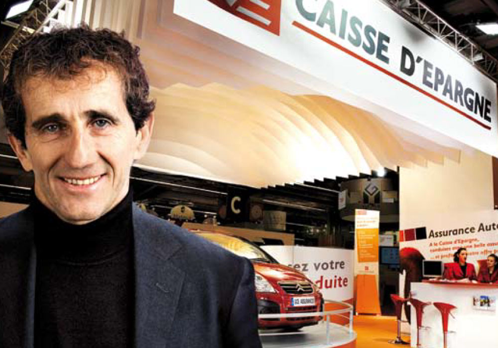 Alain Prost sur le stand Caisse d'Epargne